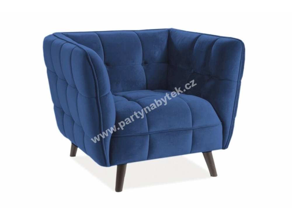 PARTY NÁBYTEK | Půjčovna nábytku, stolů, židlí a vybavení | Křeslo Castello Velvet modré