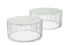 Konferenční stolky Wire 2 ks/set bílé kulaté pr. 60, 70 cm