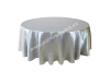 Silver round tablecloth glossy, diameter 300 cm