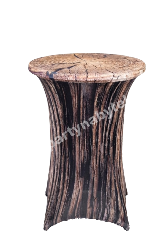 Bistro table with elastic tablecloth in wood motive_2