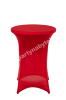 Bistrostůl s červeným elastickým ubrusem pr.80 cm